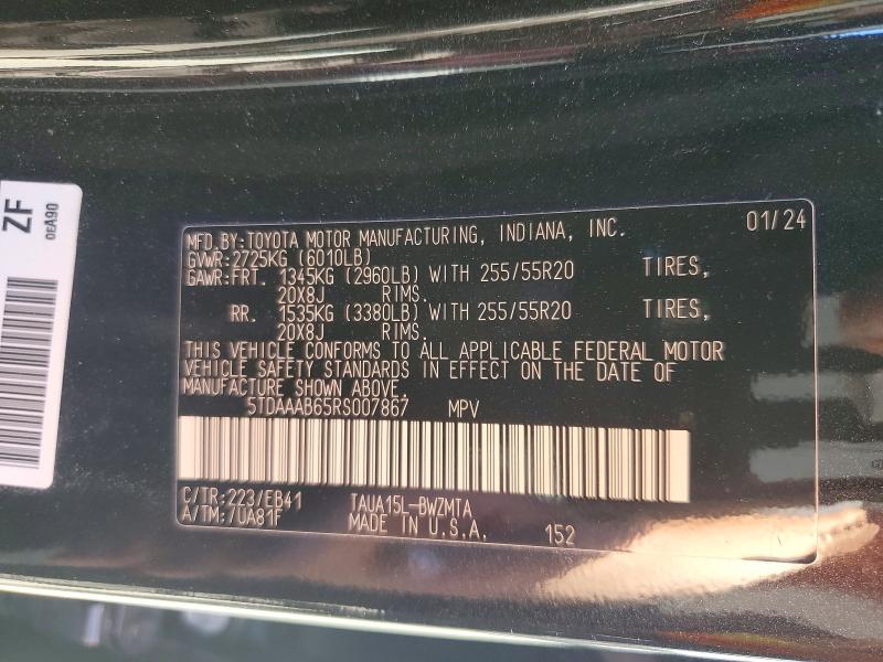 2024 Lexus Tx 350 მანქანა იყიდება აუქციონზე, vin: 5TDAAAB65RS007867, აუქციონის ნომერი: 57116206