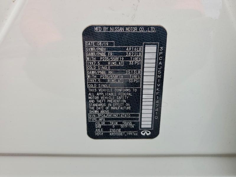 Aukcja sprzedaży 2019 Infiniti Qx50, vin: 3PCAJ5M19KF147410, numer aukcji: 57325766