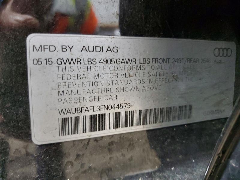 56055246 :رقم المزاد ، WAUBFAFL3FN044579 vin ، 2015 Audi A4 مزاد بيع