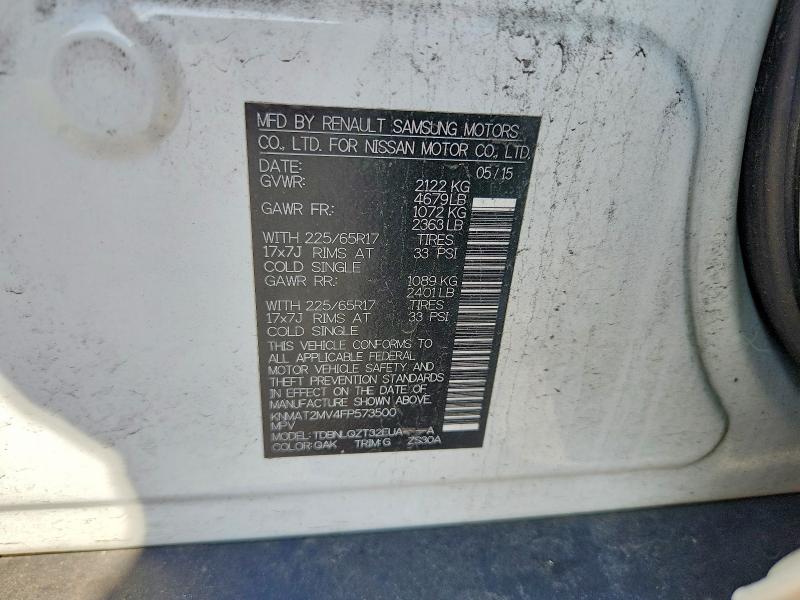 Продаж на аукціоні авто 2015 Nissan Rogue, vin: KNMAT2MV4FP573500, номер лоту: 55714066