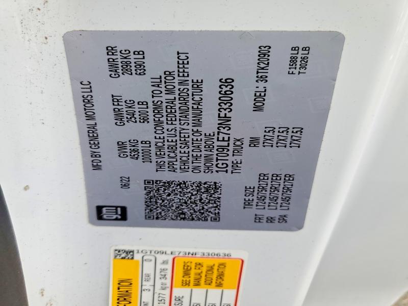 59097266 :رقم المزاد ، 1GT09LE73NF330636 vin ، 2022 Gmc Sierra مزاد بيع