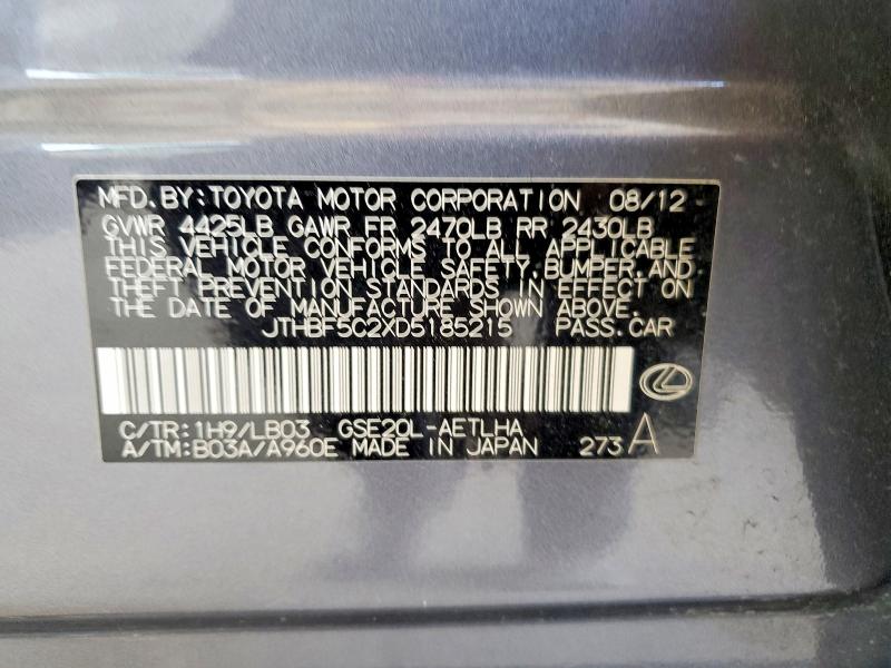Aukcja sprzedaży 2013 Lexus Is, vin: JTHBF5C2XD5185215, numer aukcji: 56032046