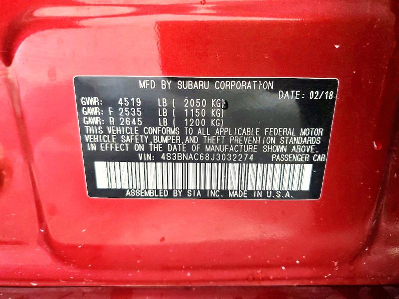 Продажа на аукционе авто 2018 Subaru Legacy, vin: 4S3BNAC68J3032274, номер лота: 58277076