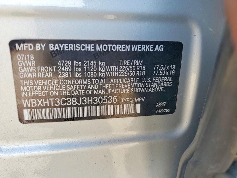 Aukcja sprzedaży 2018 Bmw X1, vin: WBXHT3C38J3H30536, numer aukcji: 56976656