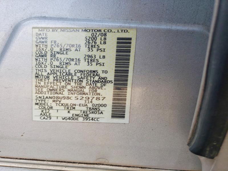 Aukcja sprzedaży 2008 Nissan Xterra, vin: 5N1AN08U98C529787, numer aukcji: 57259816