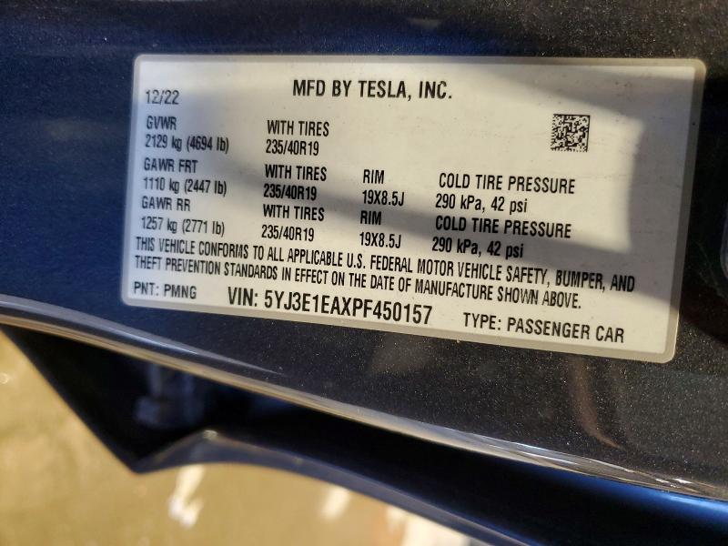 Продажа на аукционе авто 2023 Tesla Model 3, vin: 5YJ3E1EAXPF450157, номер лота: 55599786