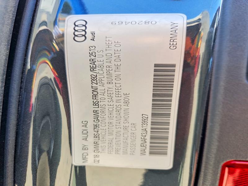 2018 Audi A4 მანქანა იყიდება აუქციონზე, vin: WAUENAF43JA139927, აუქციონის ნომერი: 57963516