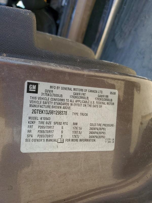 Продаж на аукціоні авто 2008 Gmc Sierra, vin: 2GTEK13J981298378, номер лоту: 54561016