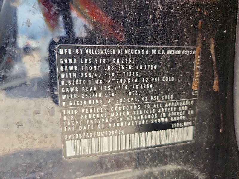 Aukcja sprzedaży 2021 Volkswagen Tiguan, vin: 3VV3B7AX2MM100584, numer aukcji: 56290646