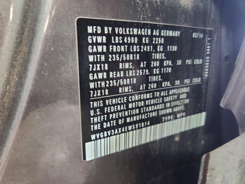 56079116 :رقم المزاد ، WVGBV3AX4EW591814 vin ، 2014 Volkswagen Tiguan مزاد بيع