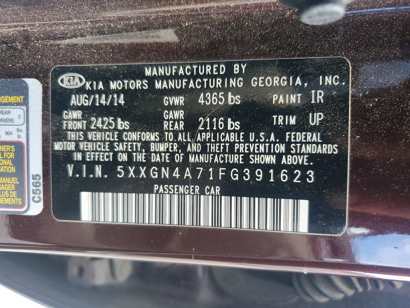 57669066 :رقم المزاد ، 5XXGN4A71FG391623 vin ، 2015 Kia Optima مزاد بيع