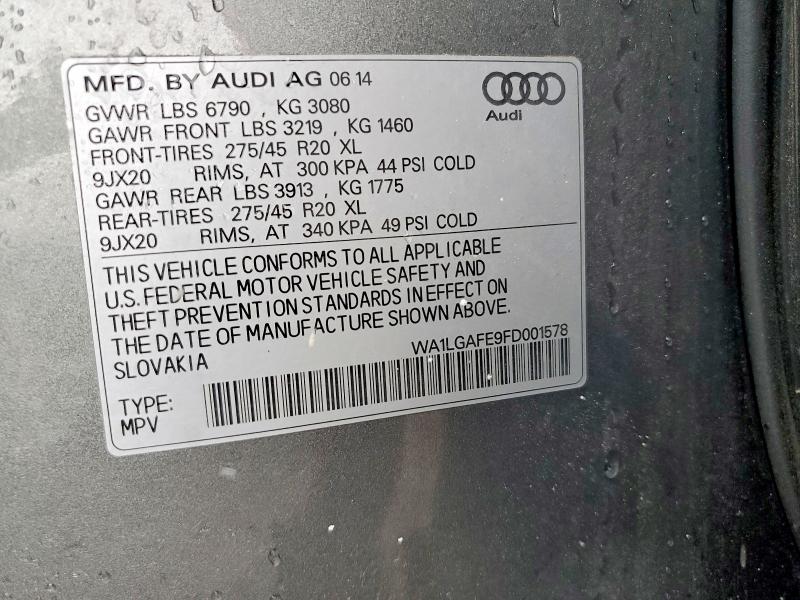 Aukcja sprzedaży 2015 Audi Q7, vin: WA1LGAFE9FD001578, numer aukcji: 58358386