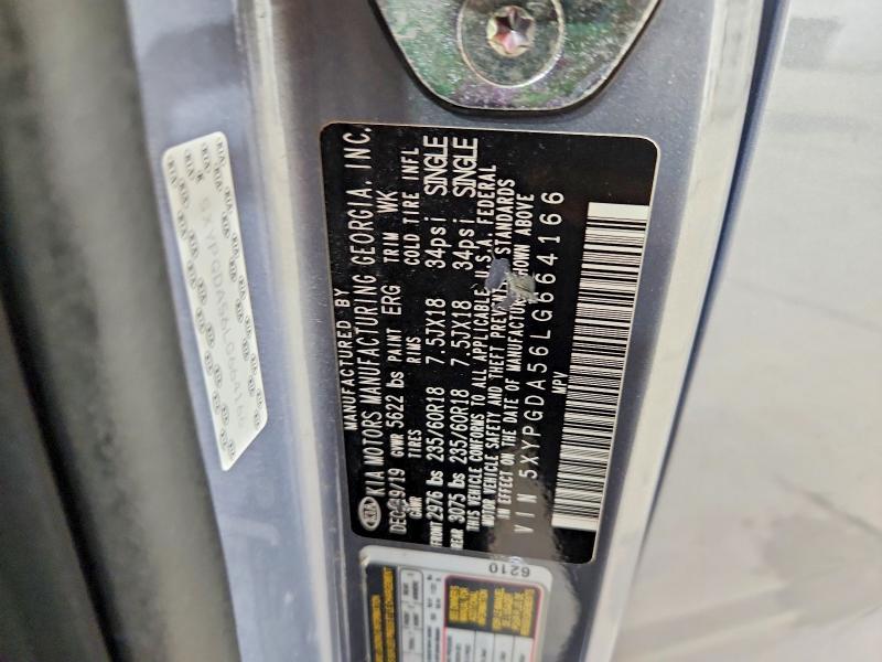 55596076 :رقم المزاد ، 5XYPGDA56LG664166 vin ، 2020 Kia Sorento مزاد بيع