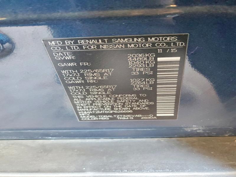 59271636 :رقم المزاد ، KNMAT2MT6GP626696 vin ، 2016 Nissan Rogue مزاد بيع