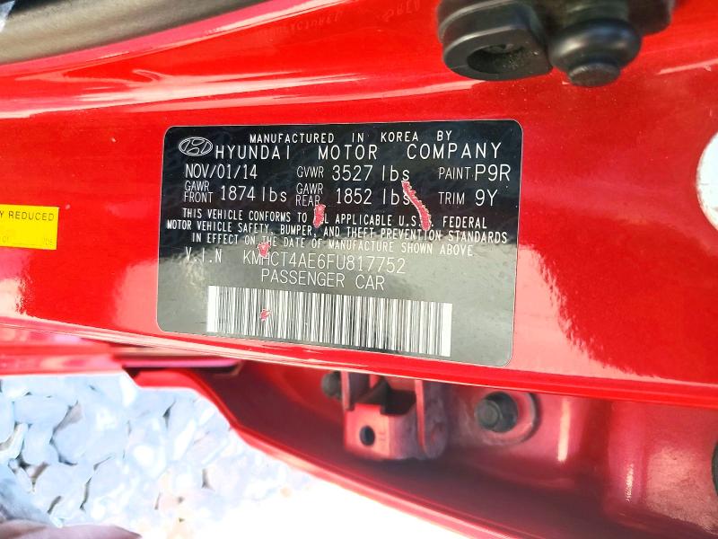 57598656 :رقم المزاد ، KMHCT4AE6FU817752 vin ، 2015 Hyundai Accent مزاد بيع