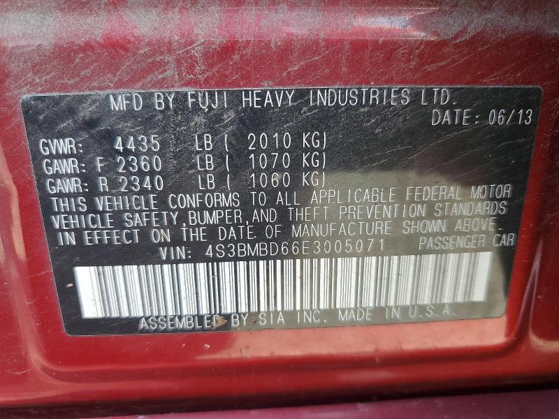 2014 Subaru Legacy მანქანა იყიდება აუქციონზე, vin: 4S3BMBD66E3005071, აუქციონის ნომერი: 58991326