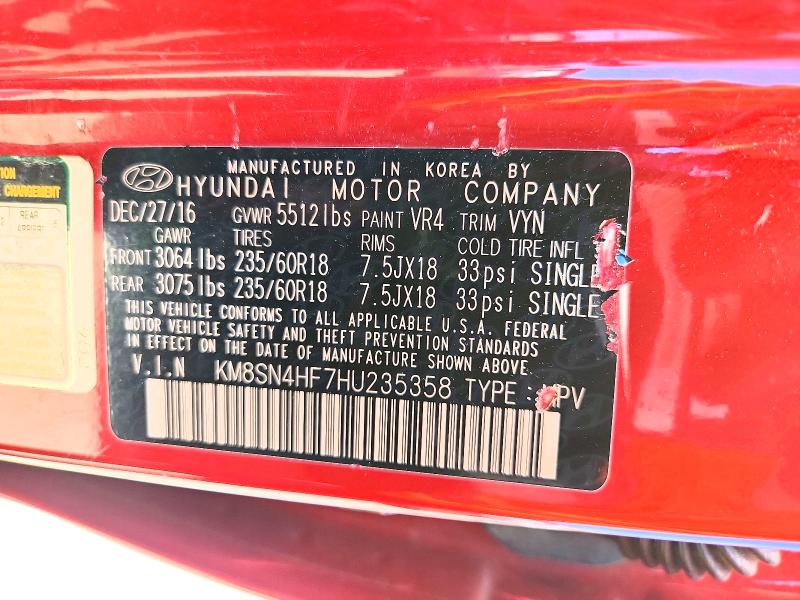 Продаж на аукціоні авто 2017 Hyundai Santa Fe, vin: KM8SN4HF7HU235358, номер лоту: 57368366