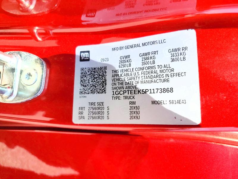 58224266 :رقم المزاد ، 1GCPTEEK5P1173868 vin ، 2023 Chevrolet Colorado مزاد بيع