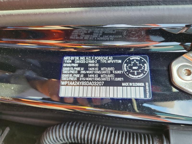 2025 Porsche Cayenne მანქანა იყიდება აუქციონზე, vin: WP1AA2AY8SDA03207, აუქციონის ნომერი: 54148706