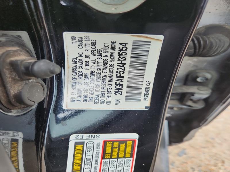 Продажа на аукционе авто 2010 Honda Civic, vin: 2HGFA1F52AH315154, номер лота: 56296086
