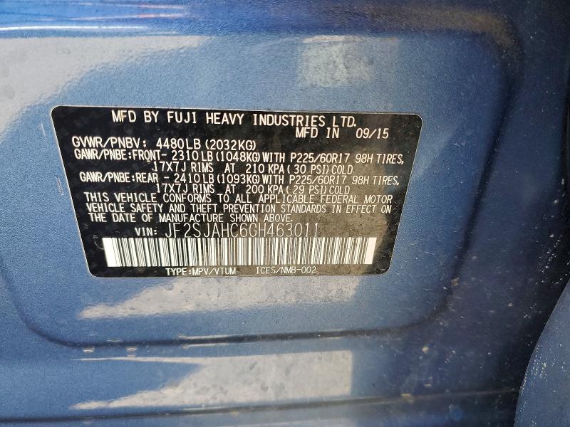58132386 :رقم المزاد ، JF2SJAHC6GH463011 vin ، 2016 Subaru Forester مزاد بيع