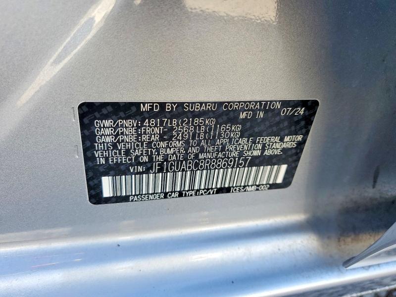 Продажа на аукционе авто 2024 Subaru Impreza, vin: JF1GUABC8R8869157, номер лота: 55866756