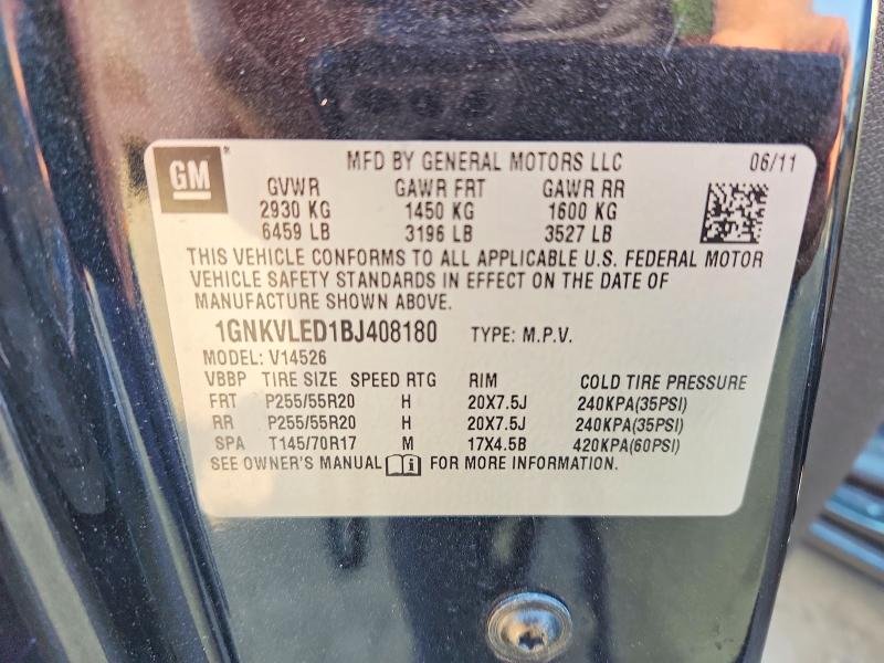 Продаж на аукціоні авто 2011 Chevrolet Traverse, vin: 1GNKVLED1BJ408180, номер лоту: 85607925