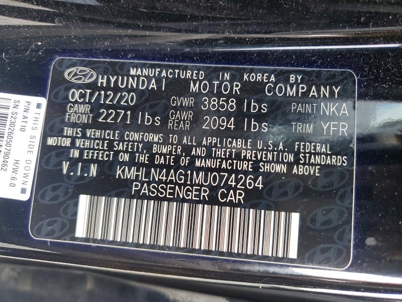 Продаж на аукціоні авто 2021 Hyundai Elantra, vin: KMHLN4AG1MU074264, номер лоту: 58608466