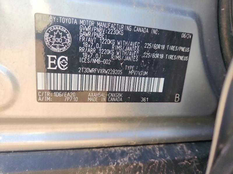 Aukcja sprzedaży 2024 Toyota Rav4, vin: 2T3DWRFVXRW229205, numer aukcji: 55542316