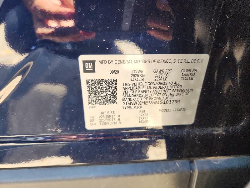 2021 Chevrolet Equinox მანქანა იყიდება აუქციონზე, vin: 3GNAXHEV5MS101799, აუქციონის ნომერი: 57055146