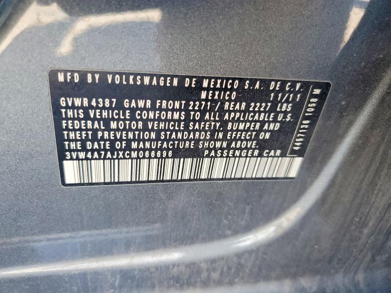 Продажа на аукционе авто 2012 Volkswagen Jetta, vin: 3VW4A7AJXCM066696, номер лота: 56965786