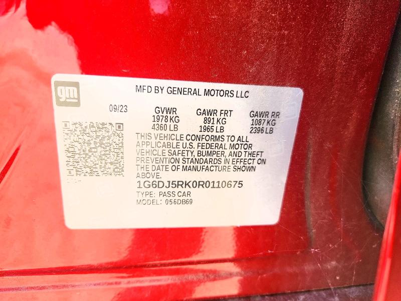58347846 :رقم المزاد ، 1G6DJ5RK0R0110675 vin ، 2024 Cadillac Ct4 مزاد بيع