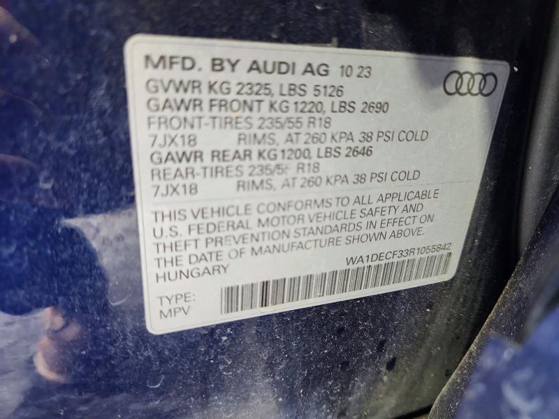 Aukcja sprzedaży 2024 Audi Q3, vin: WA1DECF33R1055842, numer aukcji: 56642076