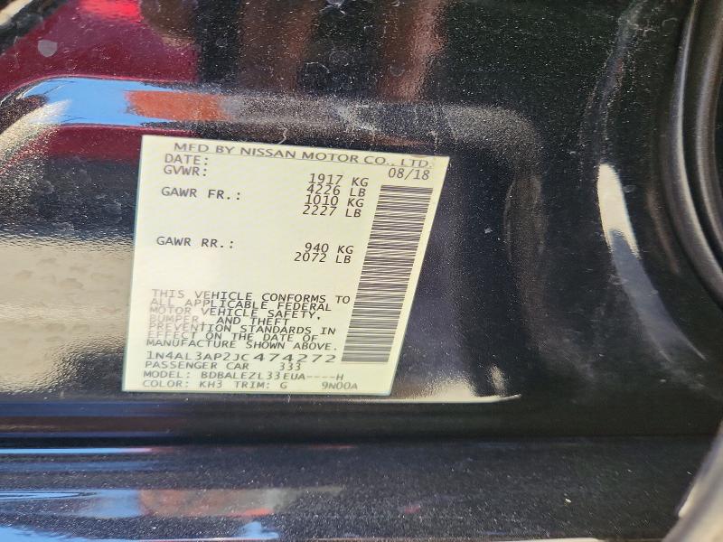 Продажа на аукционе авто 2018 Nissan Altima, vin: 1N4AL3AP2JC474272, номер лота: 59182256