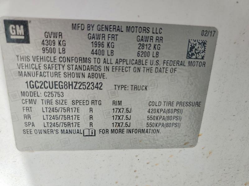 Aukcja sprzedaży 2017 Chevrolet Silverado, vin: 1GC2CUEG8HZ252342, numer aukcji: 56935556
