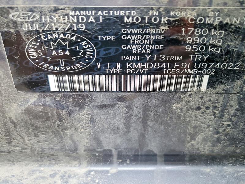56059646 :رقم المزاد ، KMHD84LF9LU974022 vin ، 2020 Hyundai Elantra مزاد بيع