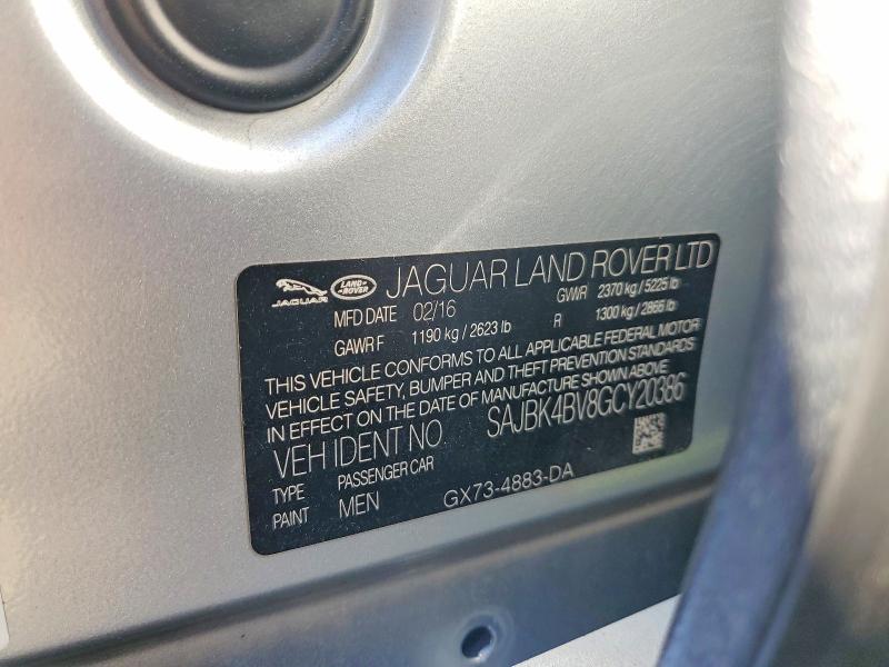 2016 Jaguar Xf მანქანა იყიდება აუქციონზე, vin: SAJBK4BV8GCY20386, აუქციონის ნომერი: 58369376