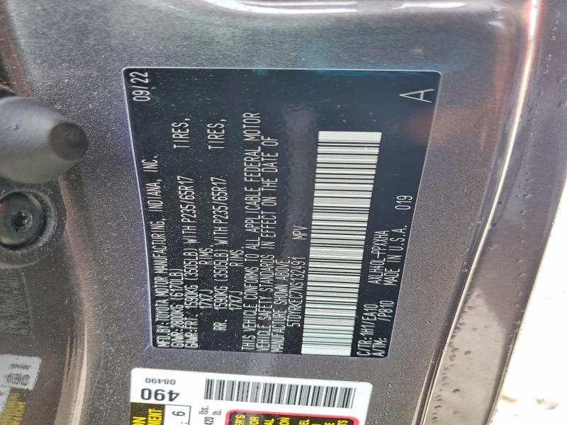 Продажа на аукционе авто 2022 Toyota Sienna, vin: 5TDYRKEC7NS132491, номер лота: 56701226