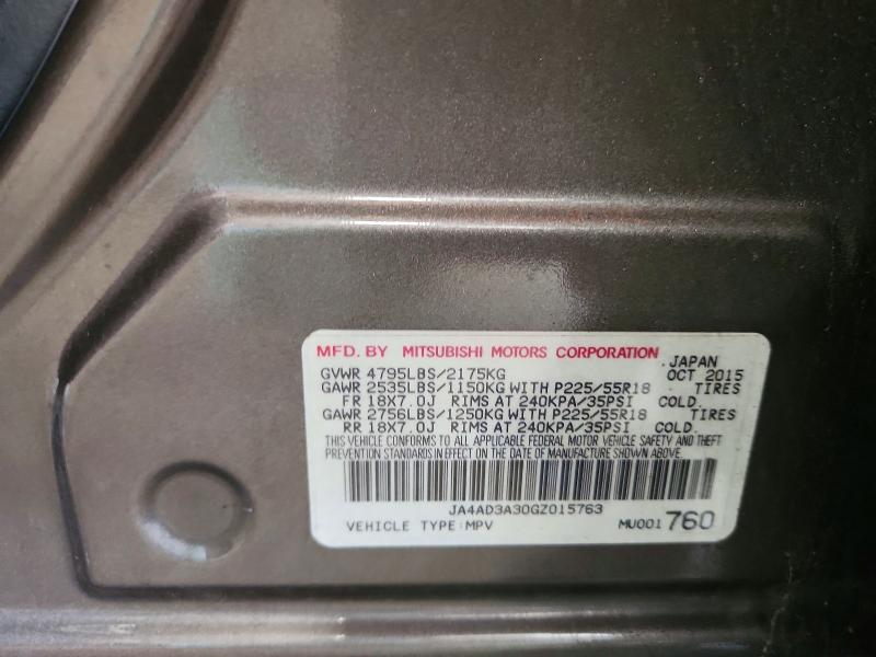 2016 Mitsubishi Outlander მანქანა იყიდება აუქციონზე, vin: JA4AD3A30GZ015763, აუქციონის ნომერი: 56786136