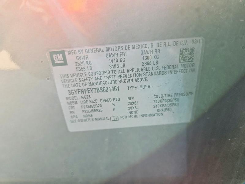 2011 Cadillac Srx მანქანა იყიდება აუქციონზე, vin: 3GYFNFEY7BS631461, აუქციონის ნომერი: 57697506