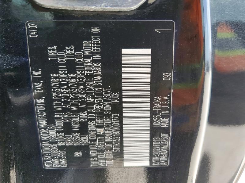 Aukcja sprzedaży 2007 Toyota Tundra, vin: 5TFKT52187X001773, numer aukcji: 59183046
