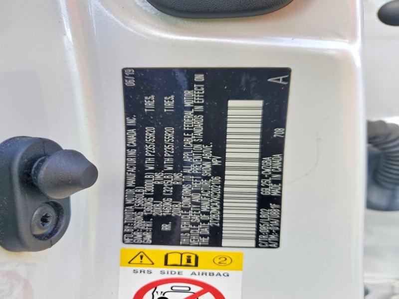 56712996 :رقم المزاد ، 2T2BZMCA7KC202106 vin ، 2019 Lexus Rx 350 مزاد بيع
