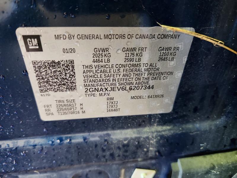 Продаж на аукціоні авто 2020 Chevrolet Equinox, vin: 2GNAXJEV6L6207344, номер лоту: 57587946