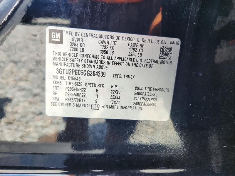 Продаж на аукціоні авто 2016 Gmc Sierra, vin: 3GTU2PEC5GG304339, номер лоту: 58410566