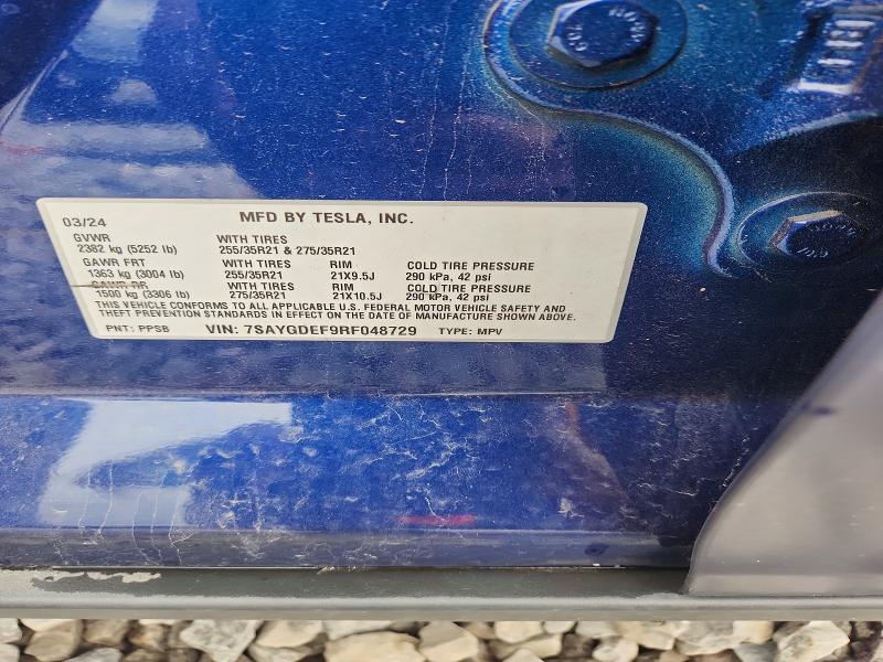 55327986 :رقم المزاد ، 7SAYGDEF9RF048729 vin ، 2024 Tesla Model Y مزاد بيع