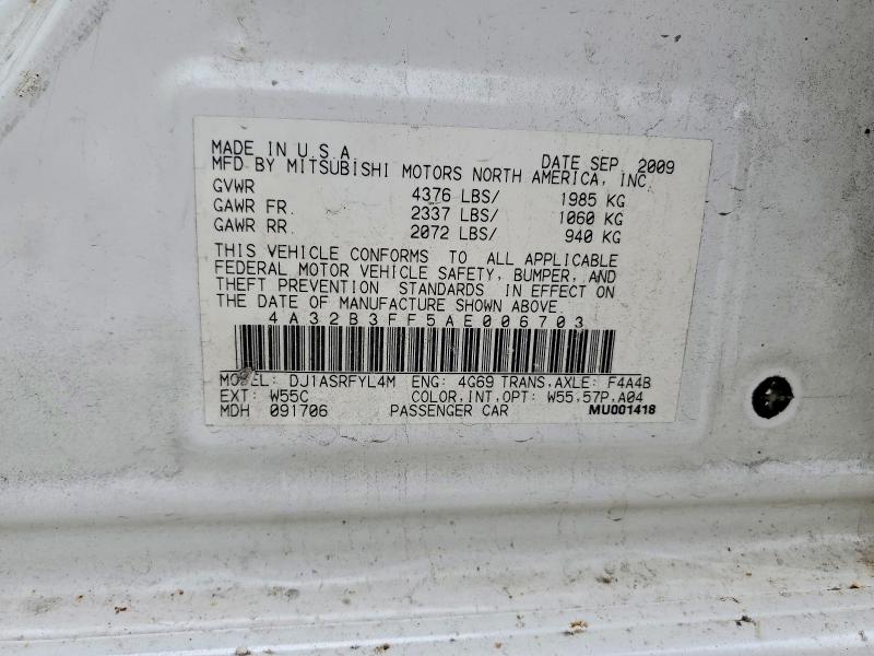 55871976 :رقم المزاد ، 4A32B3FF5AE006703 vin ، 2010 Mitsubishi Galant مزاد بيع