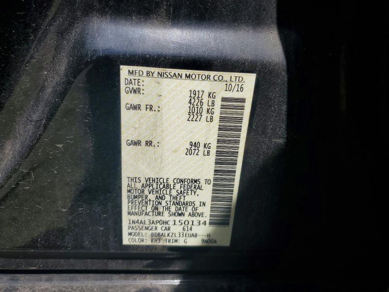56420736 :رقم المزاد ، 1N4AL3AP0HC150134 vin ، 2017 Nissan Altima مزاد بيع