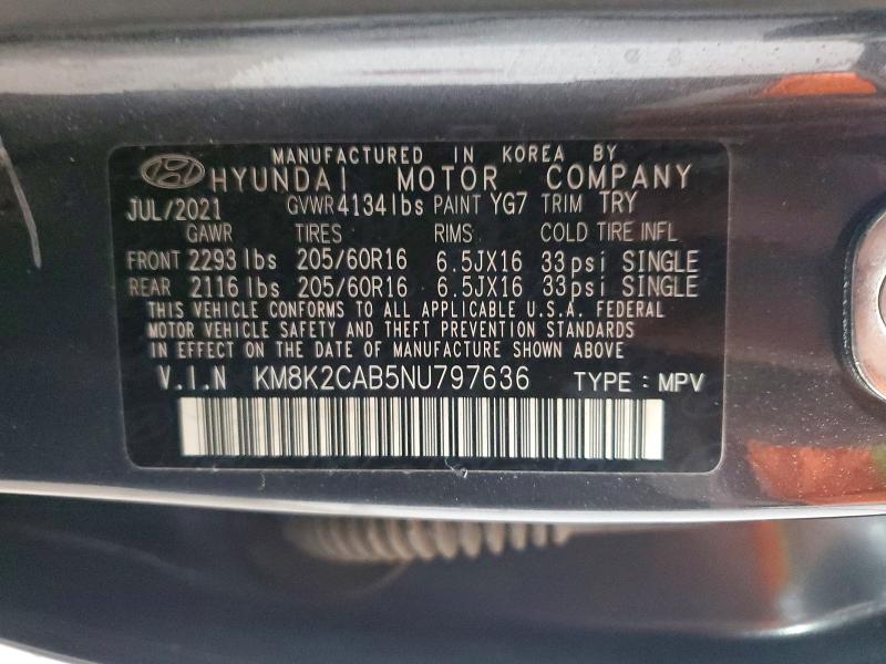 Auction sale of the 2022 Hyundai Kona, vin: KM8K2CAB5NU797636, lot number: 58891636