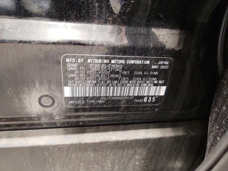 Продажа на аукционе авто 2022 Mitsubishi Outlander, vin: JA4J3TA80NZ076137, номер лота: 56240636