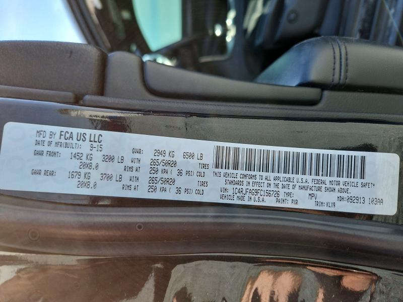 Продаж на аукціоні авто 2015 Jeep Grand Cherokee, vin: 1C4RJFAG9FC156726, номер лоту: 55874436